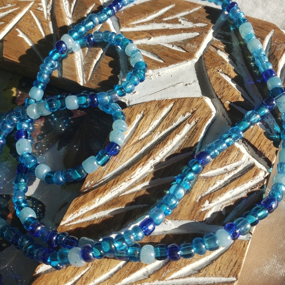 "Ocean Blues" handmade handcrafted belly chain - Picture 2 of 3